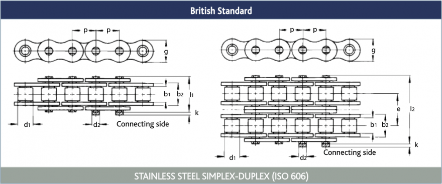 Roller Chains & Straight Side Plate Roller Chains in Stainless Steel ...